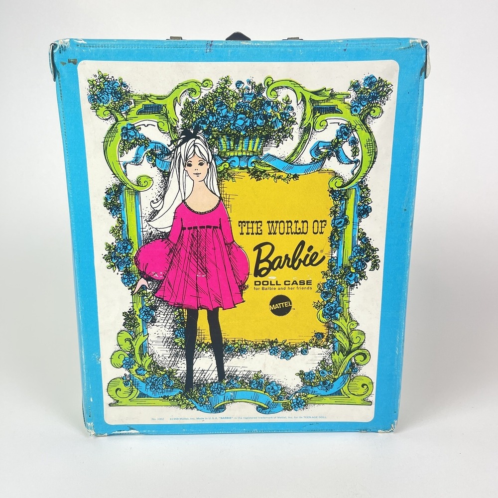 Vintage 1968 Mattel Barbie Doll Case The World Of Barbie Blue Empty